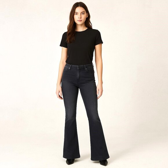 BCBGeneration The Jacob Black Stonewash Bell Bottom Denim Jeans Womens 30 NWT - Picture 1 of 13